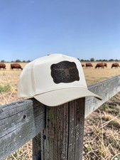 2-Tone Longhorn Hat, Engraved Leatherette Buckle Patch Cap, Western Cowboy Style