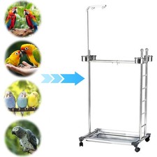 Parrot Play Stand with Feeding Bowls Parrot Perch Stainless Steel Bird Supplies