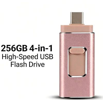 256GB 4-in-1 High-Speed USB Flash Drive Backup Photos/Videos for iPhone Android