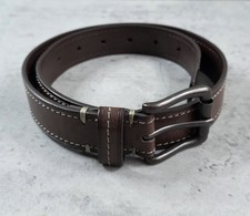 Boys Belt Brown Faux Leather Size Large 30" Lightly Textured EUC