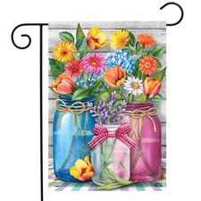 Briarwood Lane Spring Floral Jars Rustic Garden Flag
