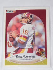 1990 FLEER FOOTBALL UPDATE STAN HUMPHRIES ROOKIE CARD #U-23. rookie card picture