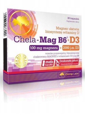 (Einheit/0,48 ) OLIMP CHELA-MAG B6+D3 MAGNESIUM VITAMIN D3 B6 K2 30 Kapseln D/S