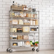 Wire Shelving Unit 6 Tier with Wheels 2640 lb Adjustable Chrome Storage Rack