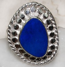 Natural Lapis Lazuli 925 Solid Sterling Silver Ring Sz 8 B19-9