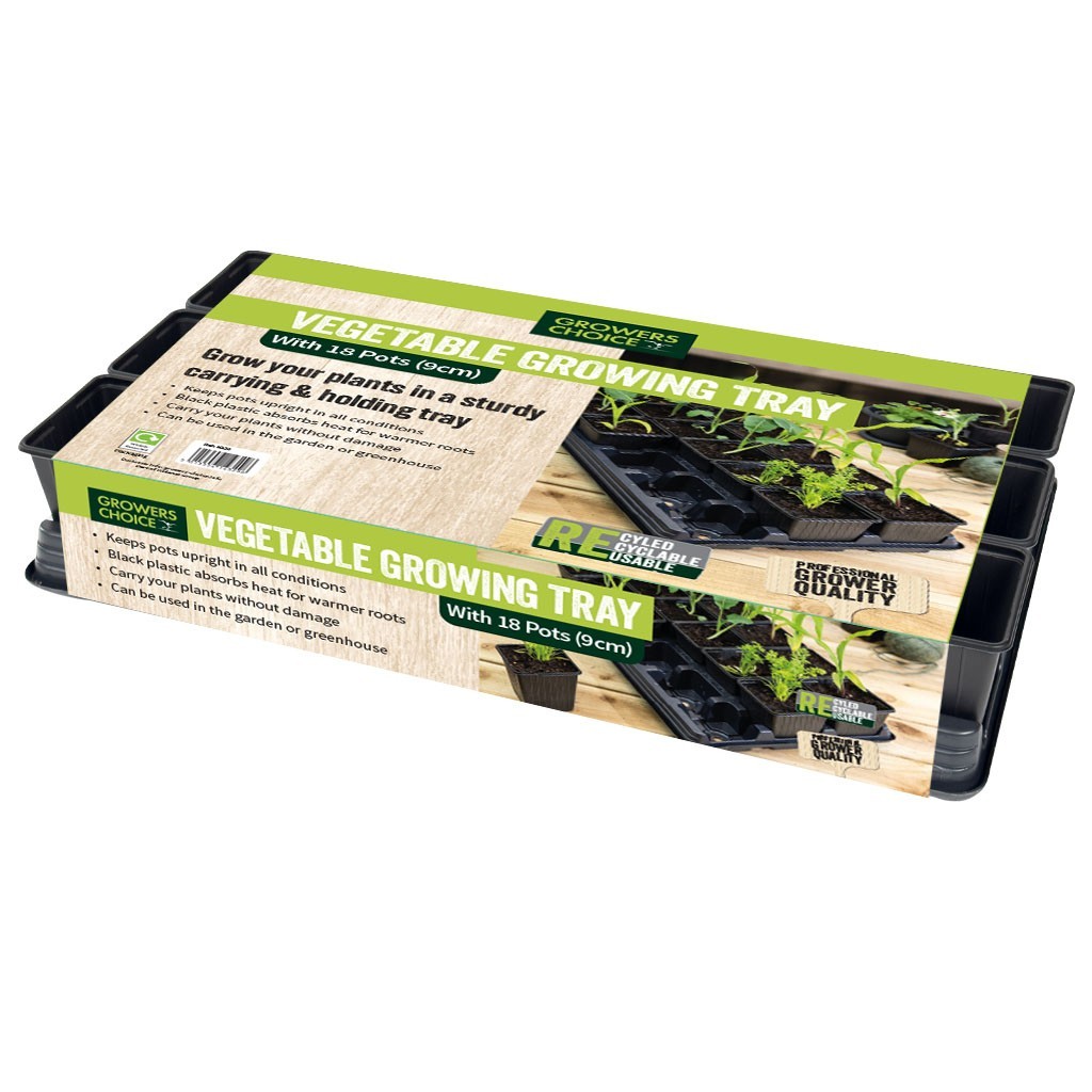 Growers Choice Vegetable Growing Tray with 18x 9cm Square Pots