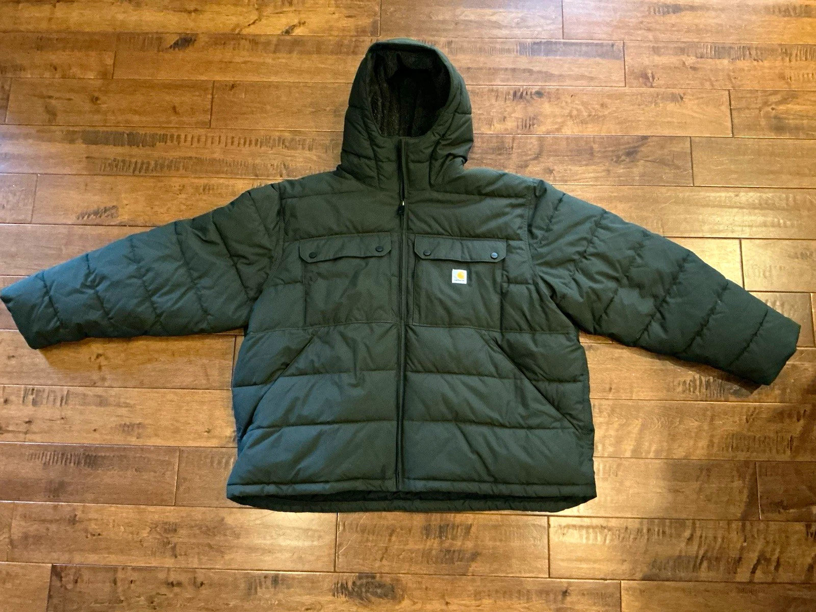 Carhartt Rain Defender Hooded Puffer Jacket Green 3XL OJ5474-M image 1