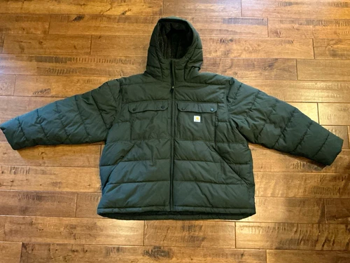 Carhartt Rain Defender Hooded Puffer Jacket Green 3XL OJ5474-M video thumbnail