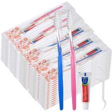 200 Sets Disposable Toothbrushes with Toothpaste and Floss Bulk Individually ...