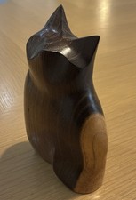 John Mainwaring Hand Carved Wooden Cat Sculpture 