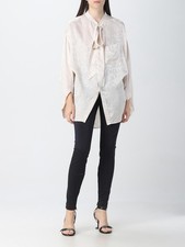 New Balenciaga All Over Logo Silk Twisted Swing Blouse Size 40FR/10US 1900