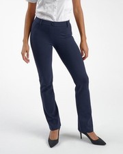 BETABRAND Solid Navy STRAIGHT-LEG DRESS PANT YOGA PANTS Ponte Pull-On M