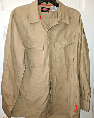 Bulwark FR Shirt iQ Series Long Sleeve CAT2 2112 Flame Resistant Khaki Medium