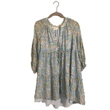 Yumi Kim Blue Bedford Park Floral Getaway Dress Medium
