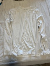Rhone Performance Long Sleeve Crew Slim Fit Shirt Men L White Pima Cotton