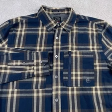 Wrangler Shirt Mens Medium Blue Plaid Flannel All Terrain Gear ATG Hiking