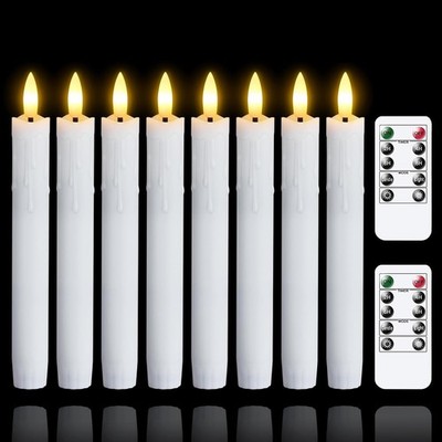 LED taper candles with timer function and two remote controls, 19 x 2.2 cm, 8...
