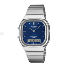Casio AQ-240E-2A2EF Vintage Retro Analog Digital Blau Silber Unisex NEU