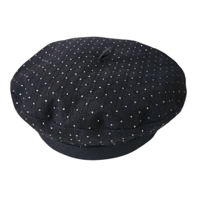 Christian Dior Studded Black Cotton Beret Size 59