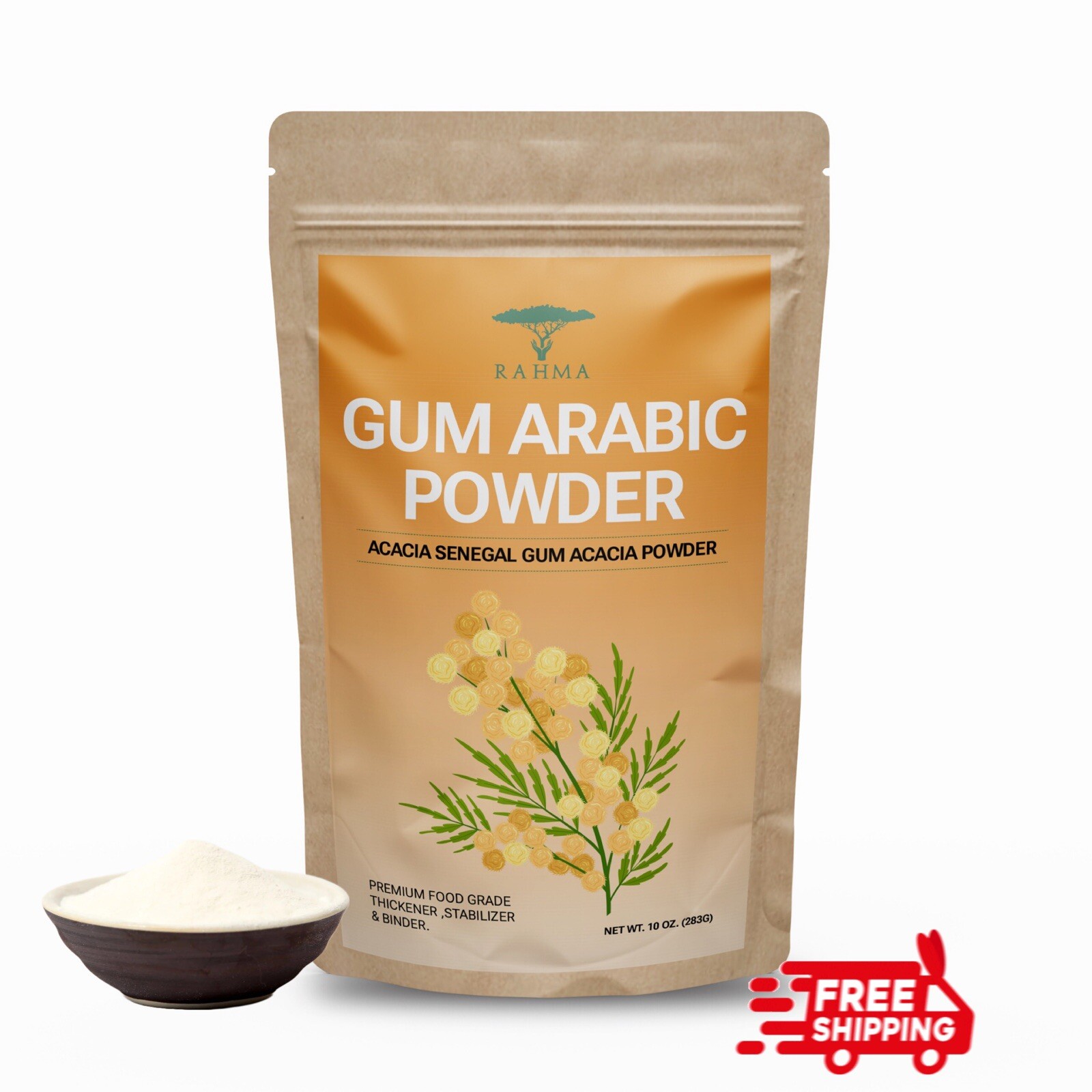 Goma en polvo árabe - Goma de acacia premium en polvo 10 OZ - Grado alimenticio en polvo.