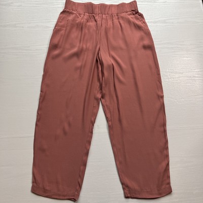 LOFT High Rise Straight Gauze Pant Womens Large Pink Ankle Length New