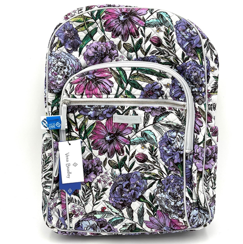 BRAND NEW!! Vera Bradley Iconic Campus Floral Backpack - Lavender Meadow - NWT
