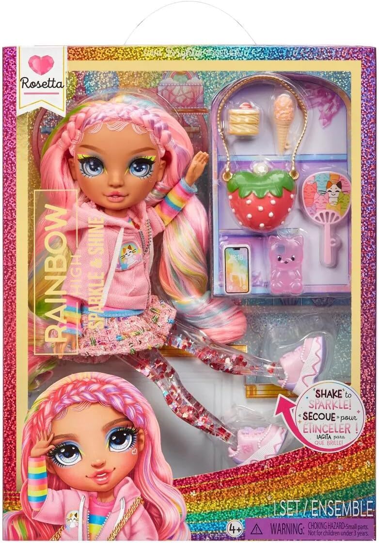 Rainbow High Sparkle and Shine - Розетта (розовая) - 28-сантиметровая модная кукла с жидкостью