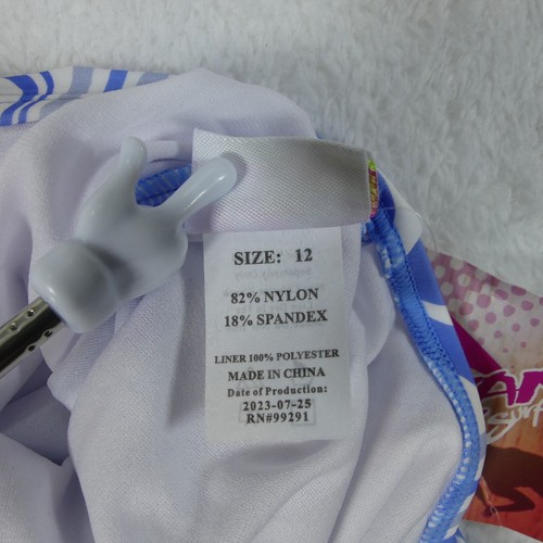 Kanu Surf Swimsuit Girls 12 Blue White Swirls One Piece Gigi 1127 - Picture 4 of 12