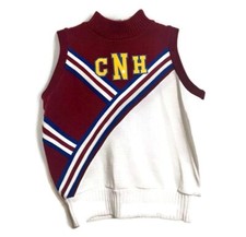 Vintage Dehen Red White And Blue Cheerleader Sweater L Mock Neck Academic Preppy