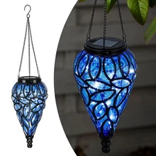 Solar Hanging Lantern Outdoor Lights Tear-Shaped 15 LEDs Cool White Hanging L...