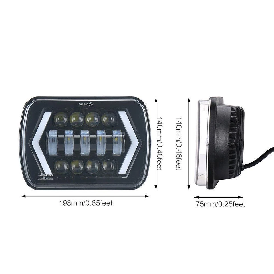 7x6" LED Headlight For International Harvester 4700 4800 4900 8100 9400i SBA SFA - Image 4 of 4