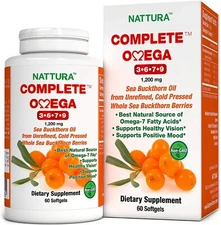 Complete Omega 3-6-7-9, aceite puro de espino cerval de mar, 60 cápsulas