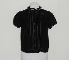 BEAUTIFUL SASS&BIDE BLACK SILK&COTTON PUSSY BOW TOP/BLOUSE AUS 10 US 6