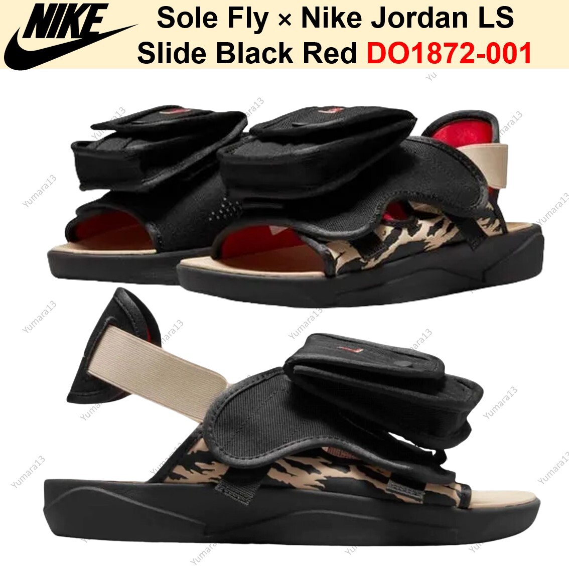 Men’s Air Jordan Black LS Slide with Red Logo Tabs Air Jordan LS Slides Men – Black/University Red-white  main image 4