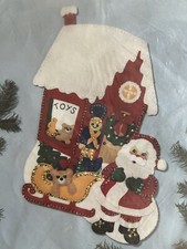 Adorable Sequins Beads  Felt Stocking Kit 18" Christmas 9216 Santa Toy Shop