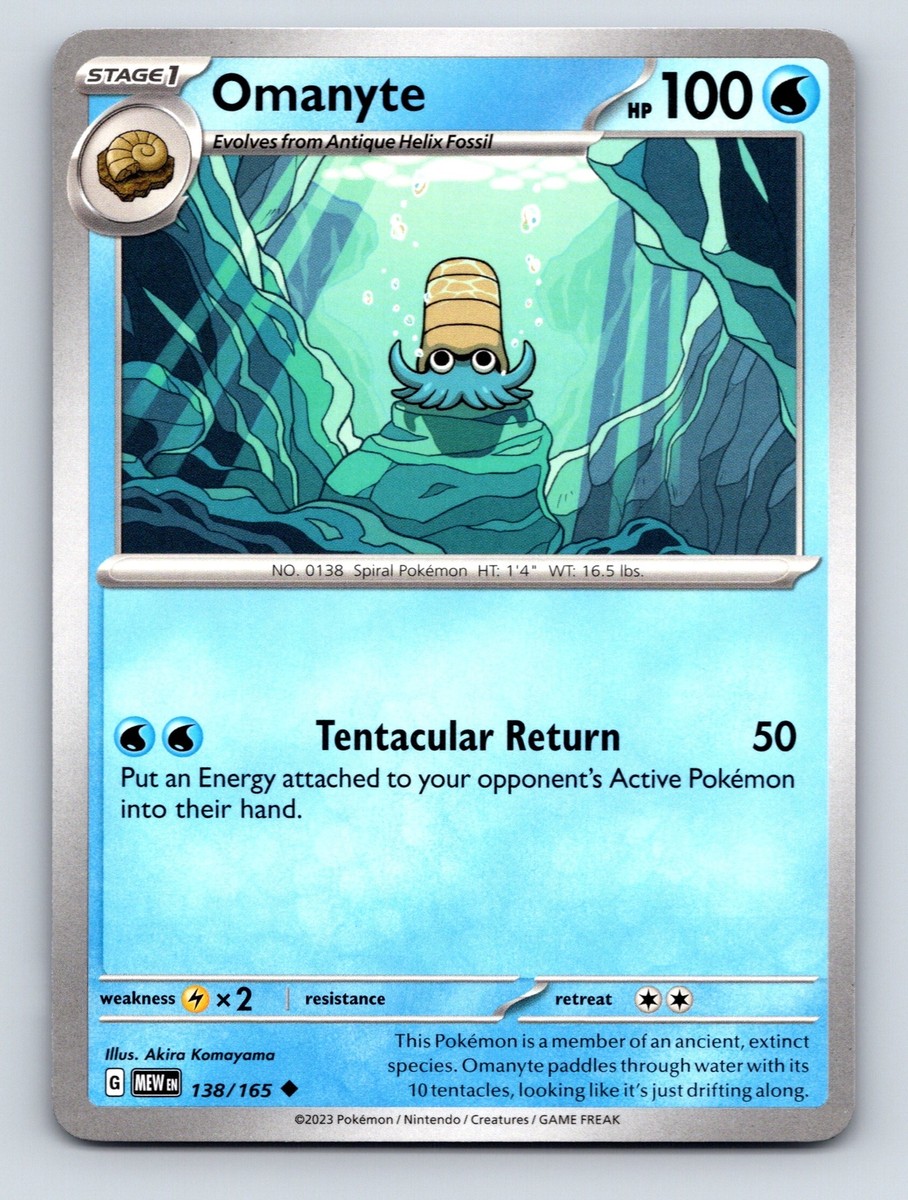 Stage 1 Omanyte HP 100 Tentacular Return Attack Blue Theme Card | eBay
