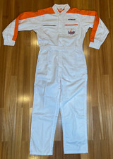 Vintage Hitachi Landy Japan Mechanic Coveralls Tsunagi Excavator Orange White L