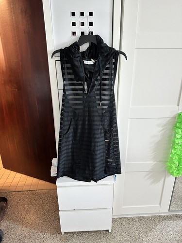 Calvin Klein Women's Tunic Swim Cover up-Black L/XL w/ hood. Preowned