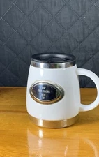 STAINLESS STEEL METAL, JUMBO SIZE, TRAVEL Coffee Cup/ Mug + Plastic Lid