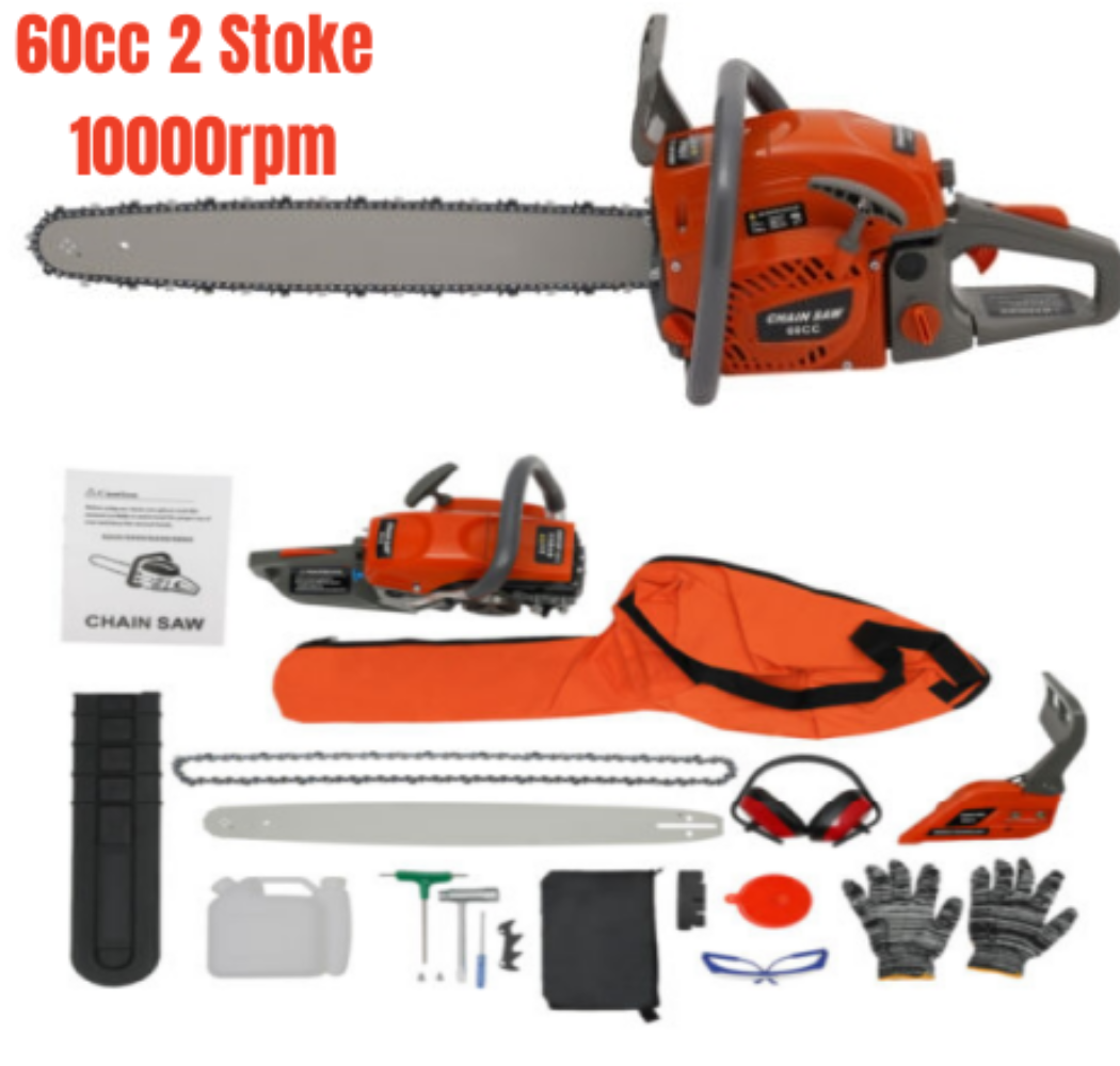 60cc Gas Powered Chainsaw with 22'' Guide Bar Saw Chain 2Stroke Engine