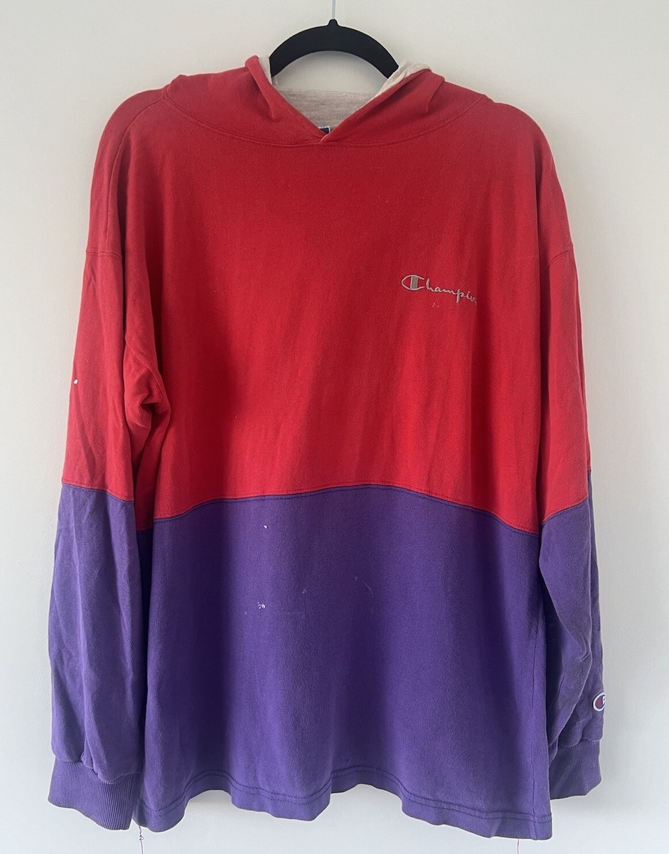 VINTAGE 90s Champion 2-Tone Hooded Long Sleeve Pullover VINTAGE 90s Champion 2-Tone Hooded Long Sleeve Pullover