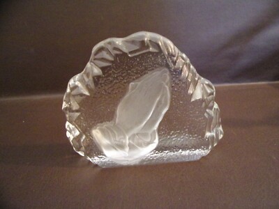 Crystal Praying Hands Textured Paperweight Dimpled Finish
