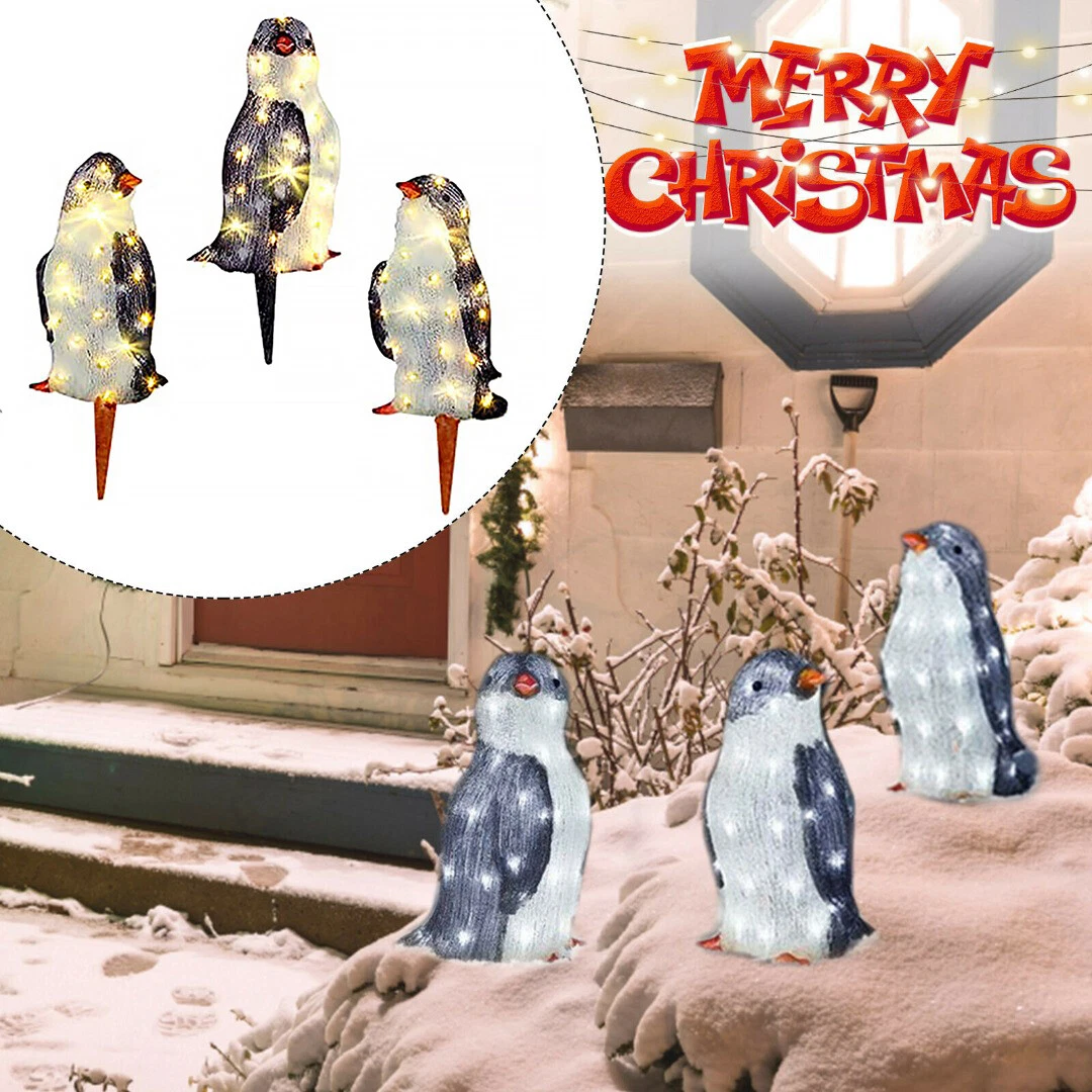 Light Up Penguin Christmas Decoration Garden Stakes Lights Outdoor