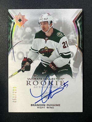 2021-22 UD Ultimate Collection Rookie Brandon Duhaime 51/299 Autographs #124 RC