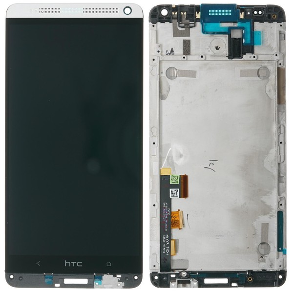 Htc One Max Display Lcd Module Touch Screen Glass Frame Housing Cover Silver-image