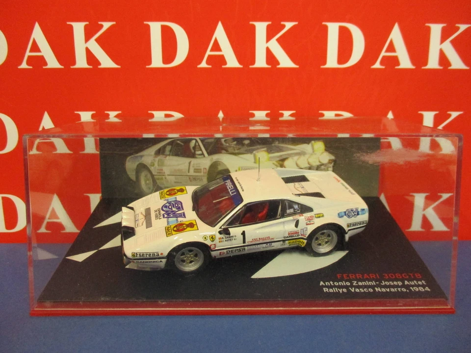 Die cast 1/43 Modellino Auto Ferrari 308 GTB Rally Vasco Navarro 1984 A. Zanini - Immagine 4 di 4