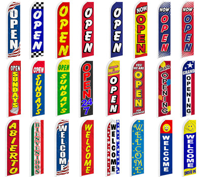Welcome Advertising Feather Flag Swooper Flutter Banner Super Flag Open 24/7