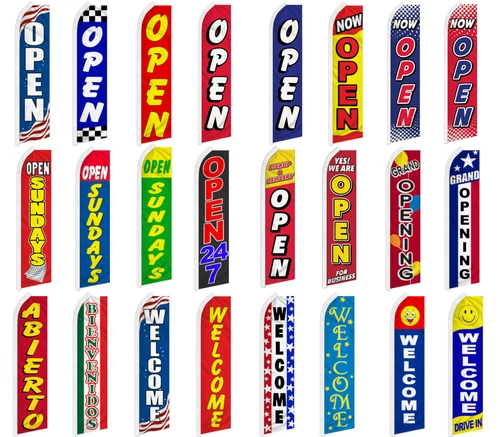 Welcome Advertising Feather Flag Swooper Flutter Banner Super Flag Open 24/7