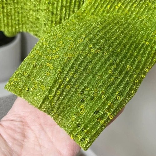 STINE GOYA Women's Size M Green Denise Long Sleeve Mini Pleat Sequin Top - Picture 7 of 12