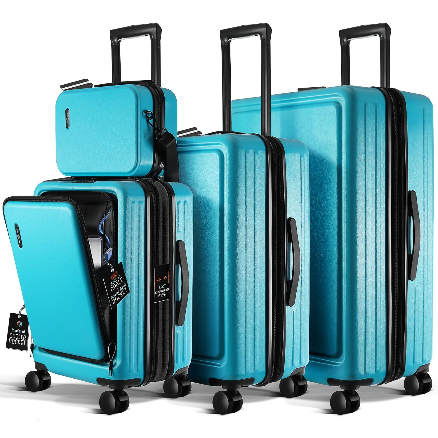 Hard Shell Luggage Sets with Spinner Wheels 4 Piece, Expandable Large Suitcas...